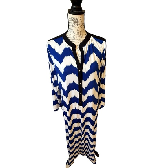 Blue and White Maxi Dress - Picture 3 of 6